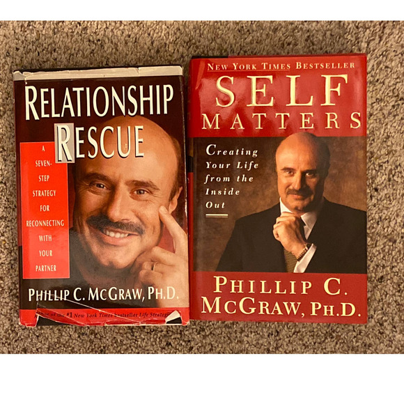 Lot of 2 Dr. Phil Books “ Relationship Rescue“ Phillip C McGraw PhD Self Matters - Picture 1 of 7
